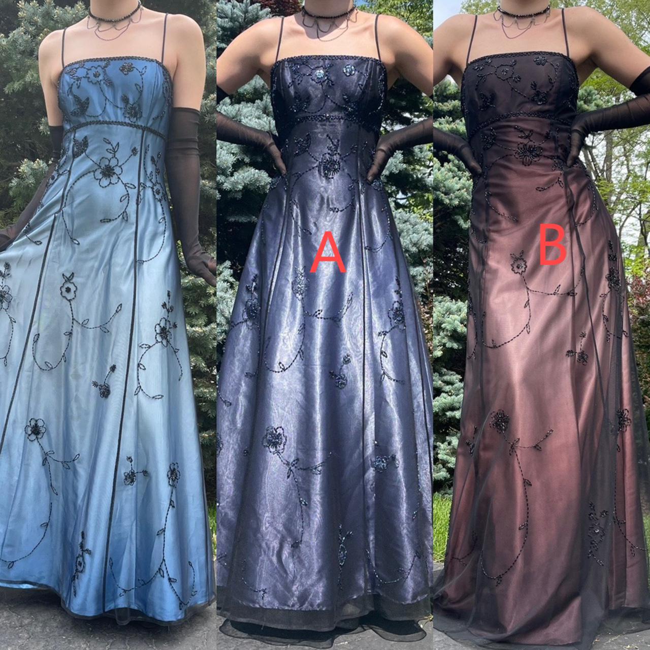 ✨Vintage Blue Gradient Empire Prom Dress for Birthday,Graduation💃🏽90s Backless Romantic Beaded Evening Dress for Quinceañera ED01406