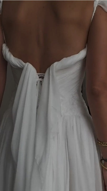 💍Elegant White A-Line Long Prom Dress for Events-Enchanted Chiffon Wedding Dress ED01511