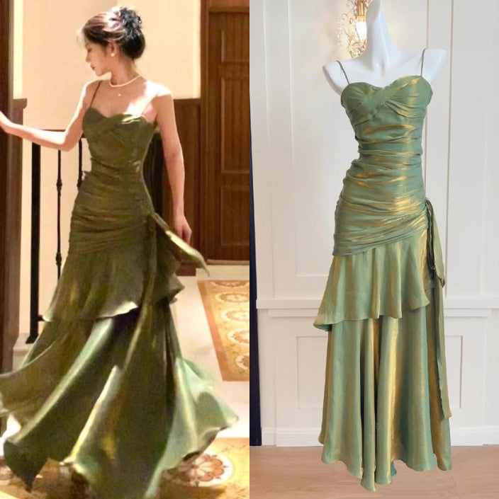 💃Glam Ruffles Prom Dress for Birthday&Graduation-Fairytale Spaghetti Strap Long Evening Gown ED01754