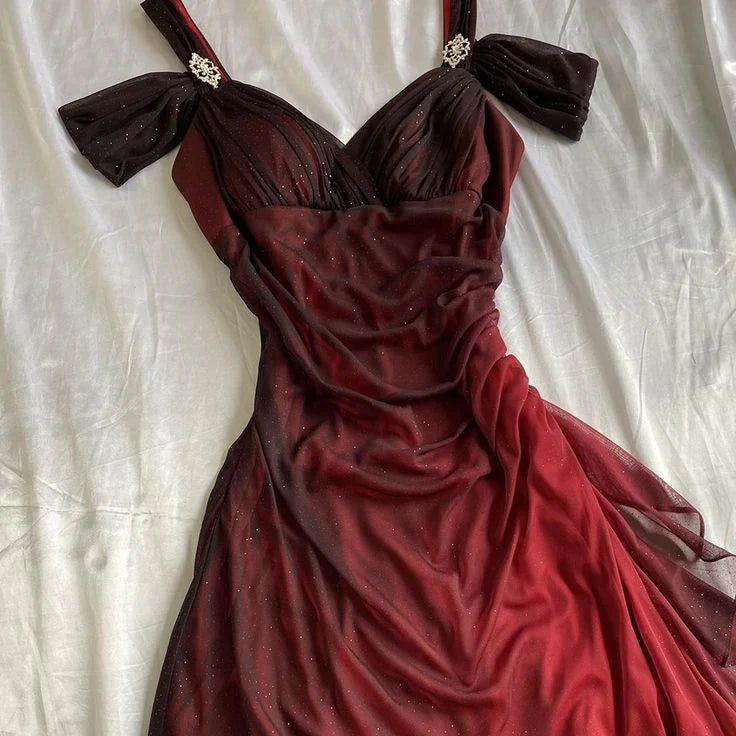 💜Elegant Royal Purple Prom Dress💃y2k Glitter Ruffled Chiffon Sheath for Party or Birthday ED01815