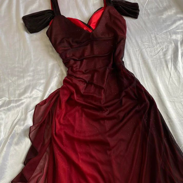 💜Elegant Royal Purple Prom Dress💃y2k Glitter Ruffled Chiffon Sheath for Party or Birthday ED01815