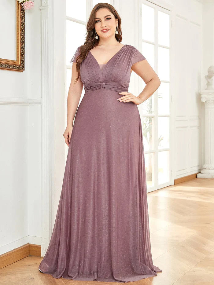 Aimishang Glitzy Pleated Sweetheart A-Line Long Mother of the Bride Dress