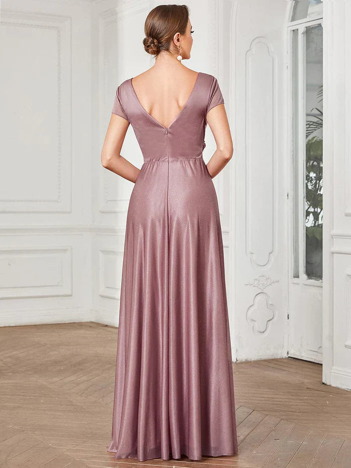 Aimishang Glitzy Pleated Sweetheart A-Line Long Mother of the Bride Dress