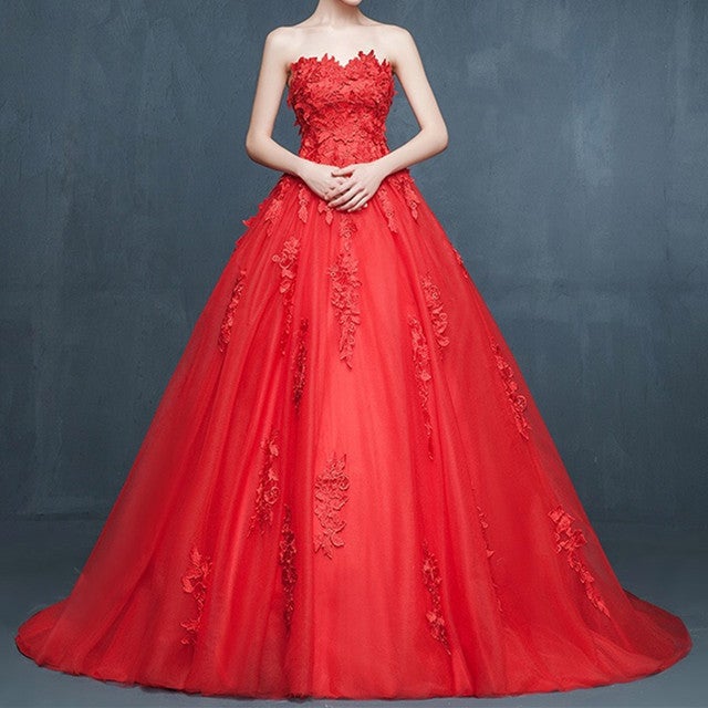 Elegant Floral Lace Sweetheart Tulle Ball Gowns Wedding Dresses
