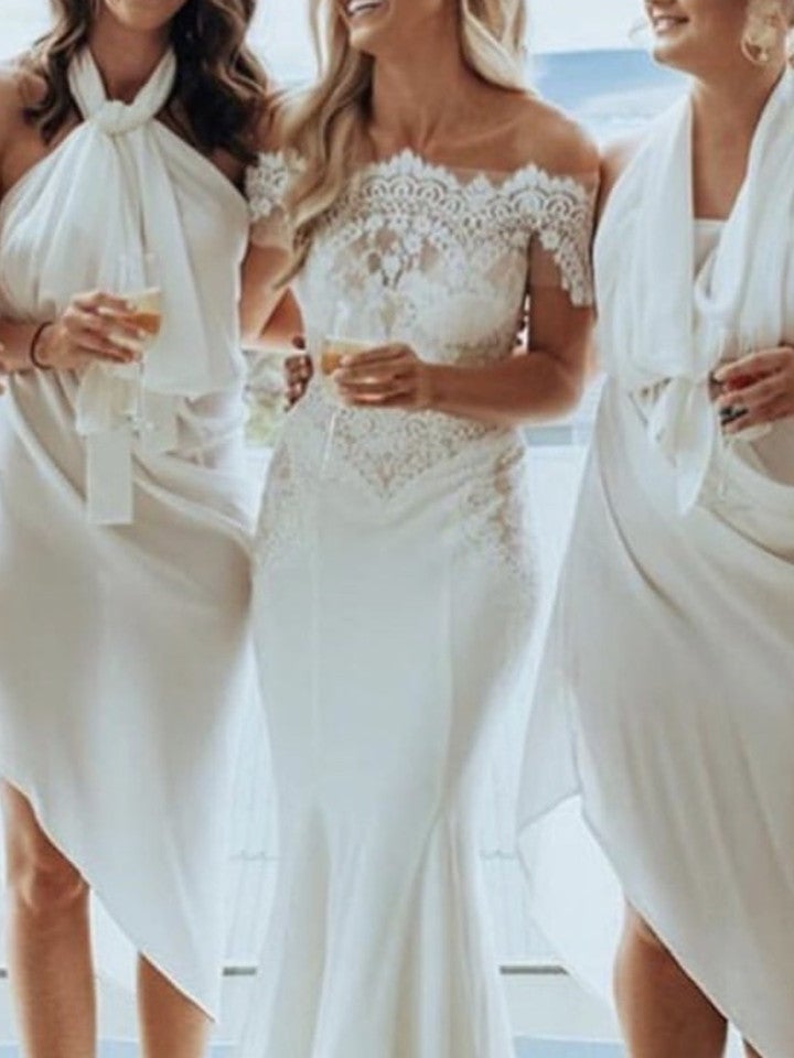 Elegant Mermaid Wedding Dresses Off Shoulder Lace Appliques