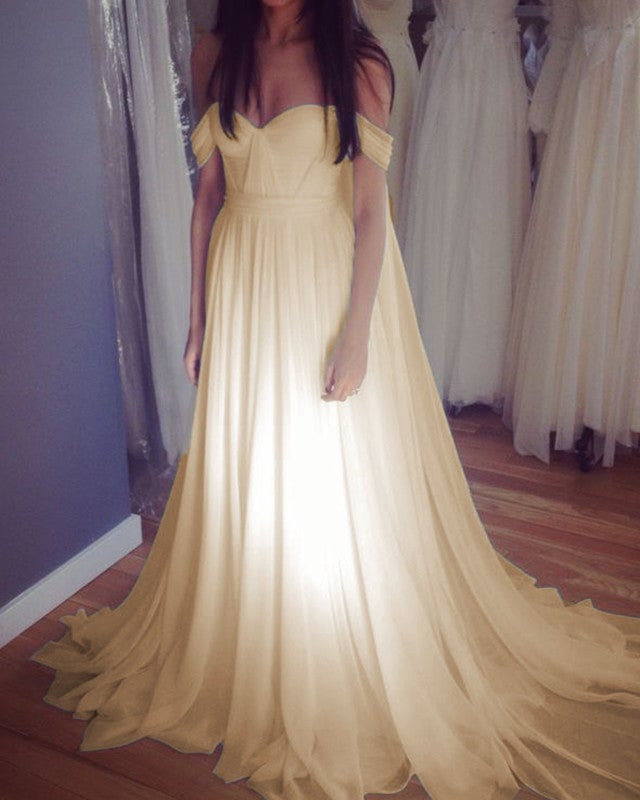 High Street Style Chiffon Wedding Dresses Off Shoulder