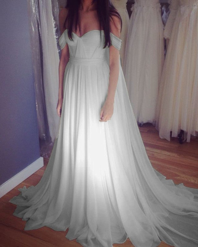 High Street Style Chiffon Wedding Dresses Off Shoulder