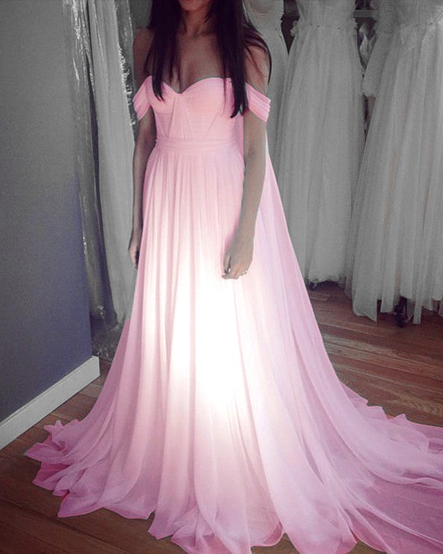 High Street Style Chiffon Wedding Dresses Off Shoulder