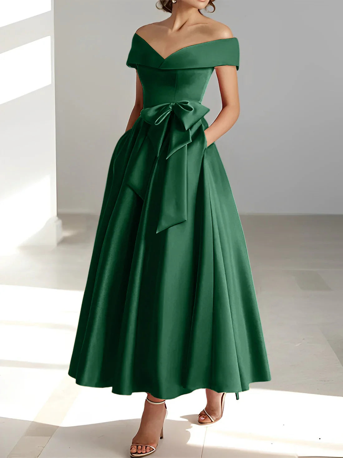 A-line/Princess Off Shoulder Pocket Mother of the bride dresses