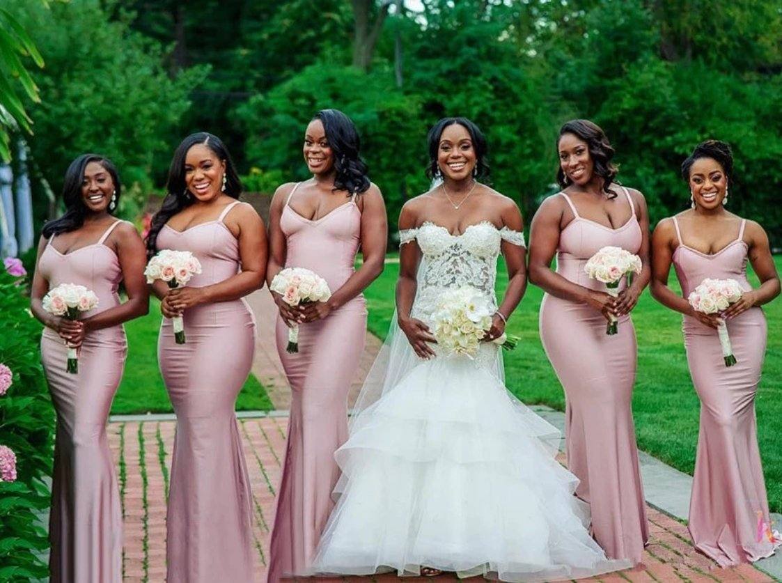 South African Bridesmaid Dresses For Women Mermaid Spaghetti Straps Long Cheap Under 50 Wedding Party Dresses - RongMoon
