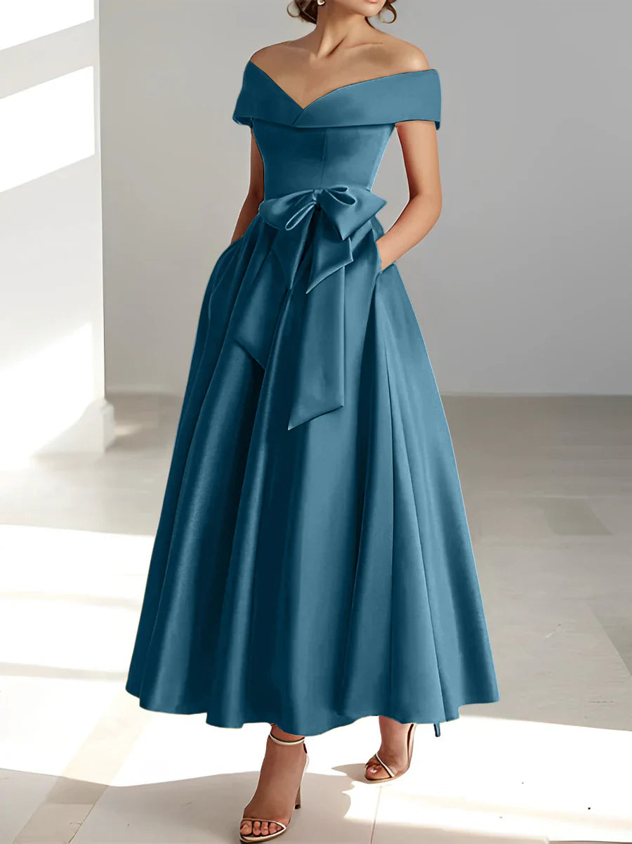 A-line/Princess Off Shoulder Pocket Mother of the bride dresses