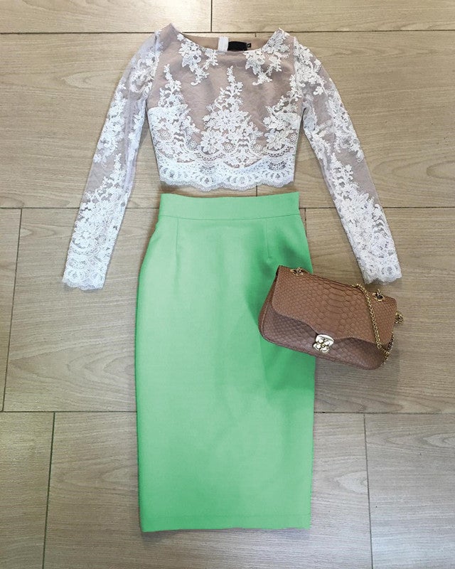 Lace Crop Top Prom Dresses Short Two Piece Homecoming Dress