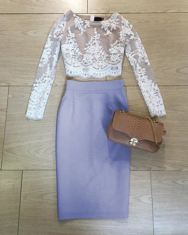Lace Crop Top Prom Dresses Short Two Piece Homecoming Dress