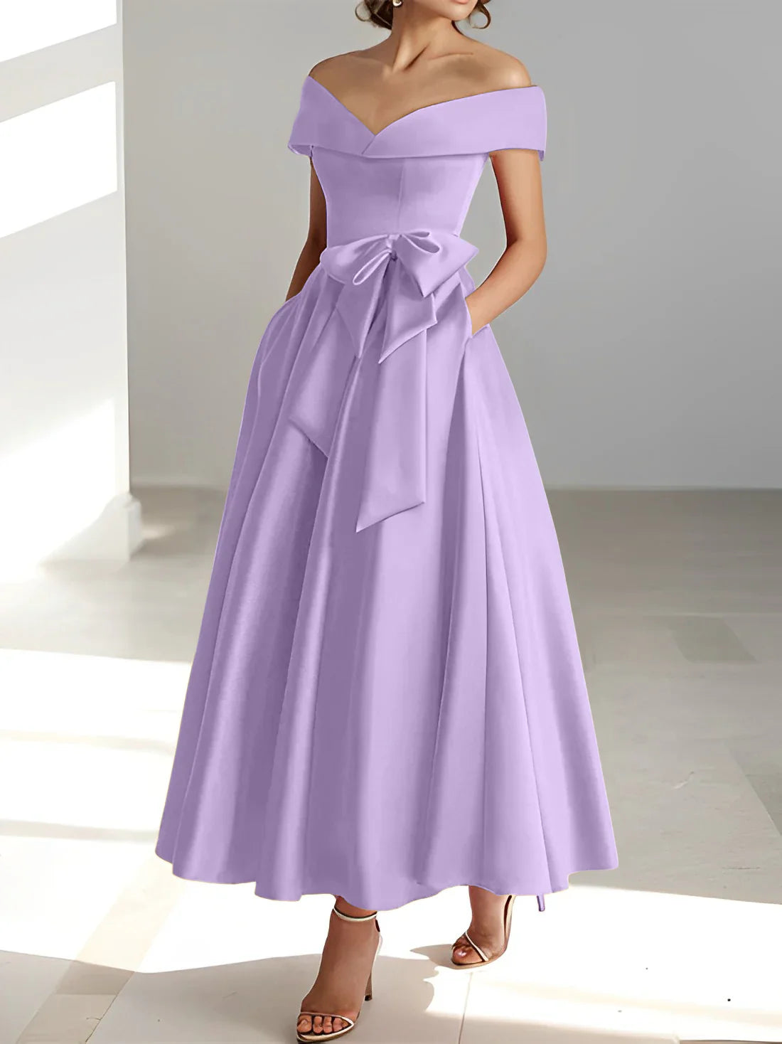 A-line/Princess Off Shoulder Pocket Mother of the bride dresses