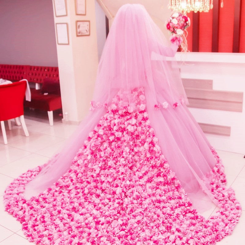 Long Sleeves Ball Gowns Flower Wedding Dresses Hijab For Muslim Arabic Women
