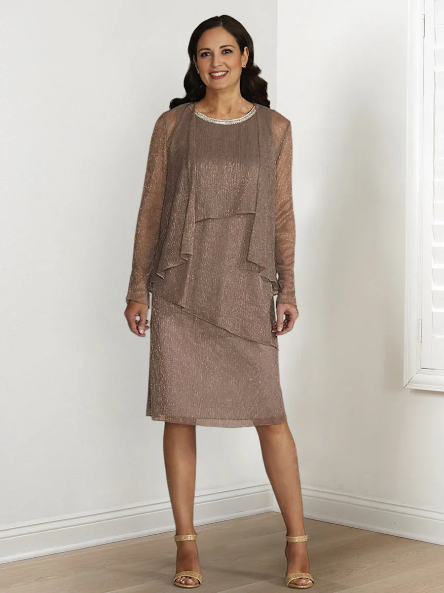 Sequin and jacket tight fitting/straight leg mother of the bride dresses