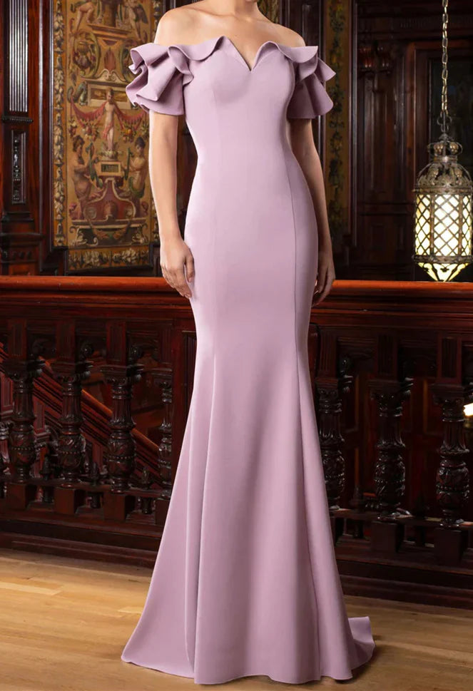 Speaker/Fishtail Off Shoulder Mother of the bride dress