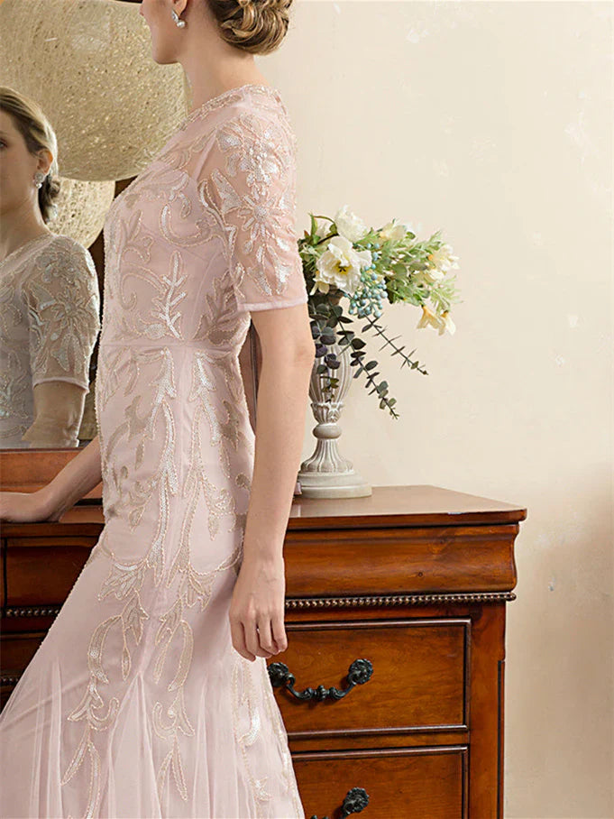 Horn/Mermaid Spoon Half Sleeve and Ankle Length Sticker Mother of the bride dresses