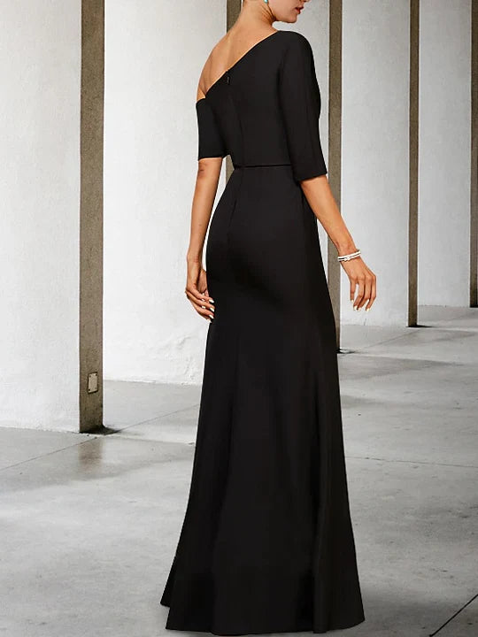 A-line/Princess One shoulder 3/4 long sleeved to ground length mother of the bride dresses