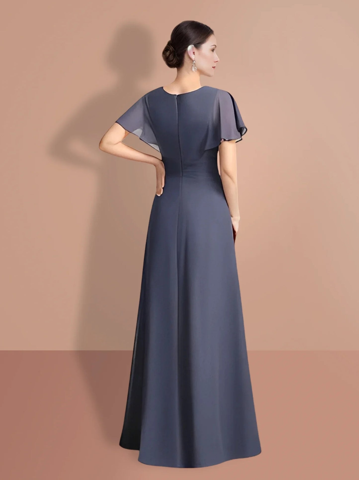 A-line/Princess Short sleeved Jewel Neck mother of the bride dresses