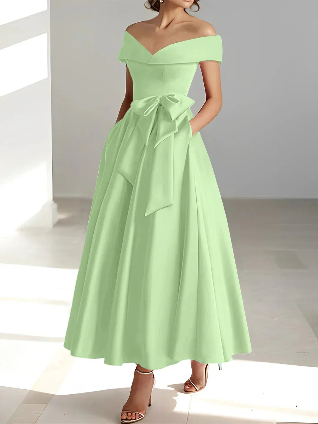 A-line/Princess Off Shoulder Pocket Mother of the bride dresses