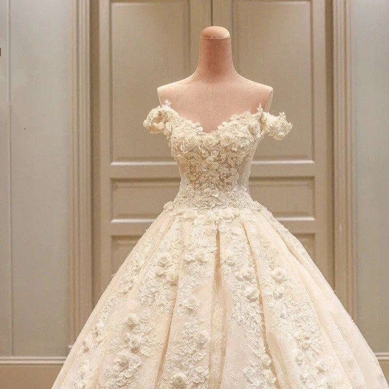 Off The Shoulder Lace Wedding Dresses Ball Gown