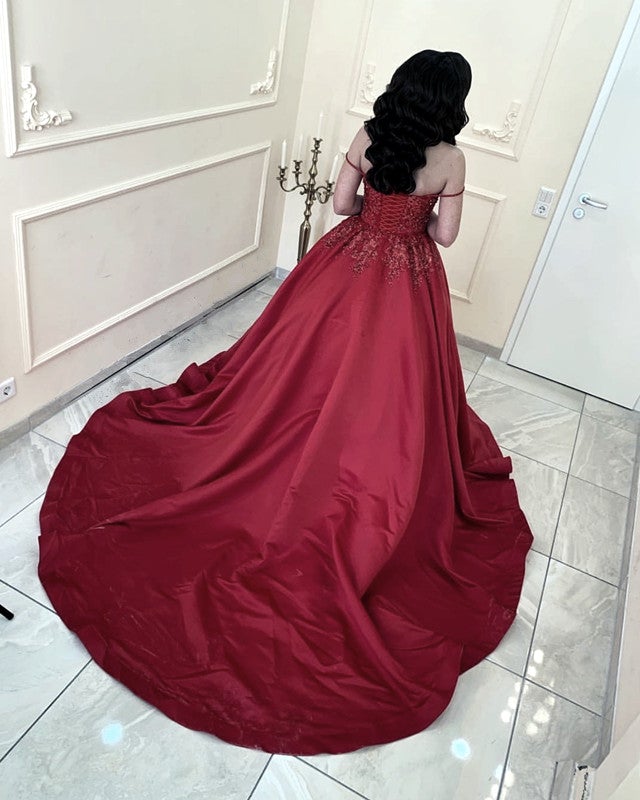 Off The Shoulder Satin Ball Gown Dresses
