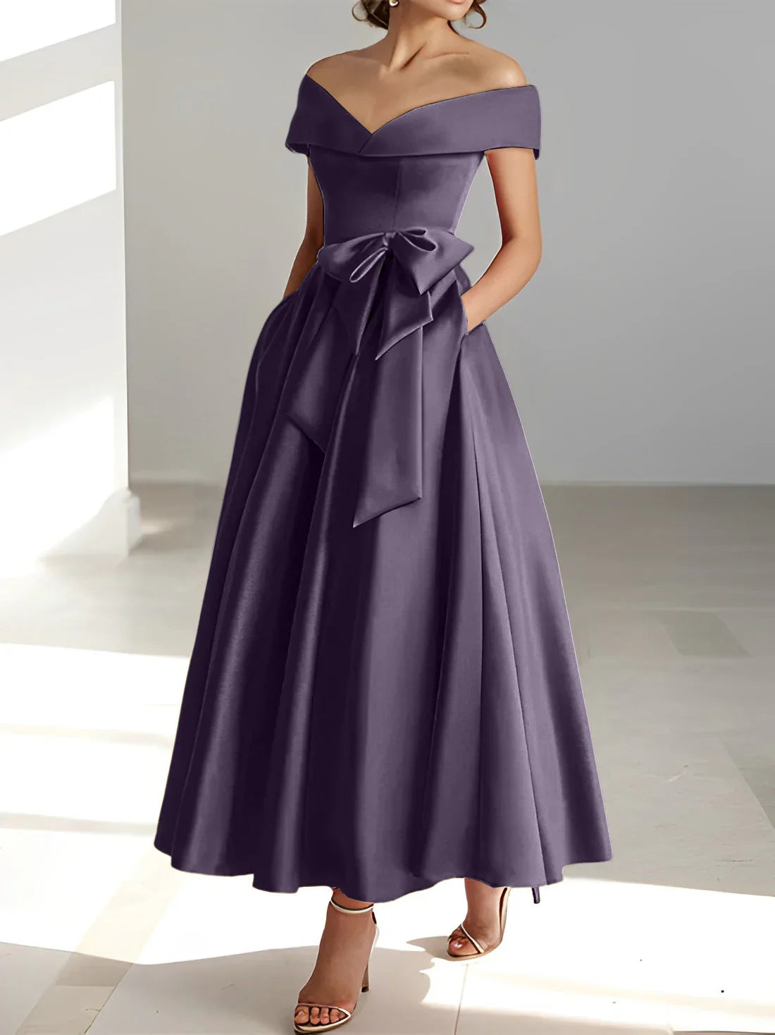 A-line/Princess Off Shoulder Pocket Mother of the bride dresses