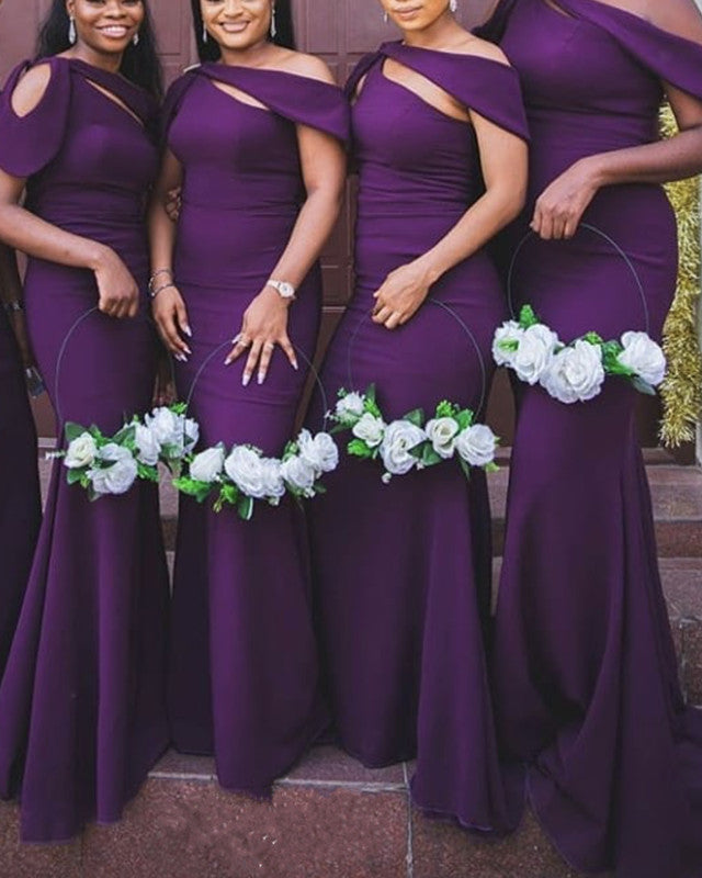 Satin Mermaid Bridesmaid Dresses One Shoulder