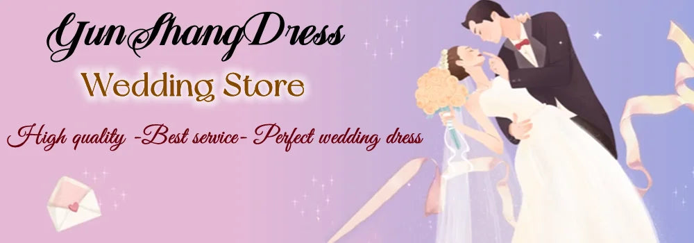 YunShang Chiffon V-Neck Wedding Dress Elegant Lace A-Line Gown