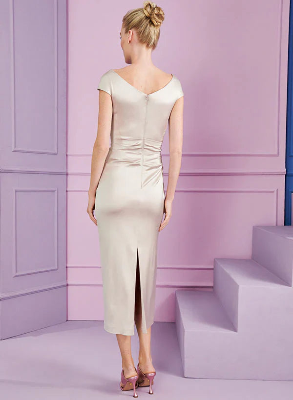 Tight fit/column style lapel long style mother of the bride dress