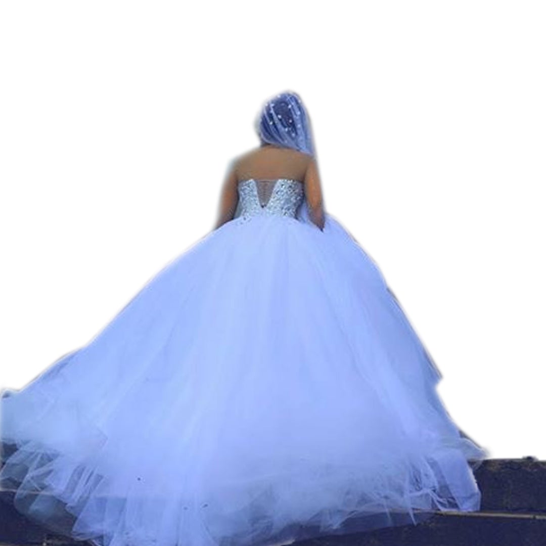 Sweetheart Bodice Corset Wedding Dress Ball Gown Pearl Beaded