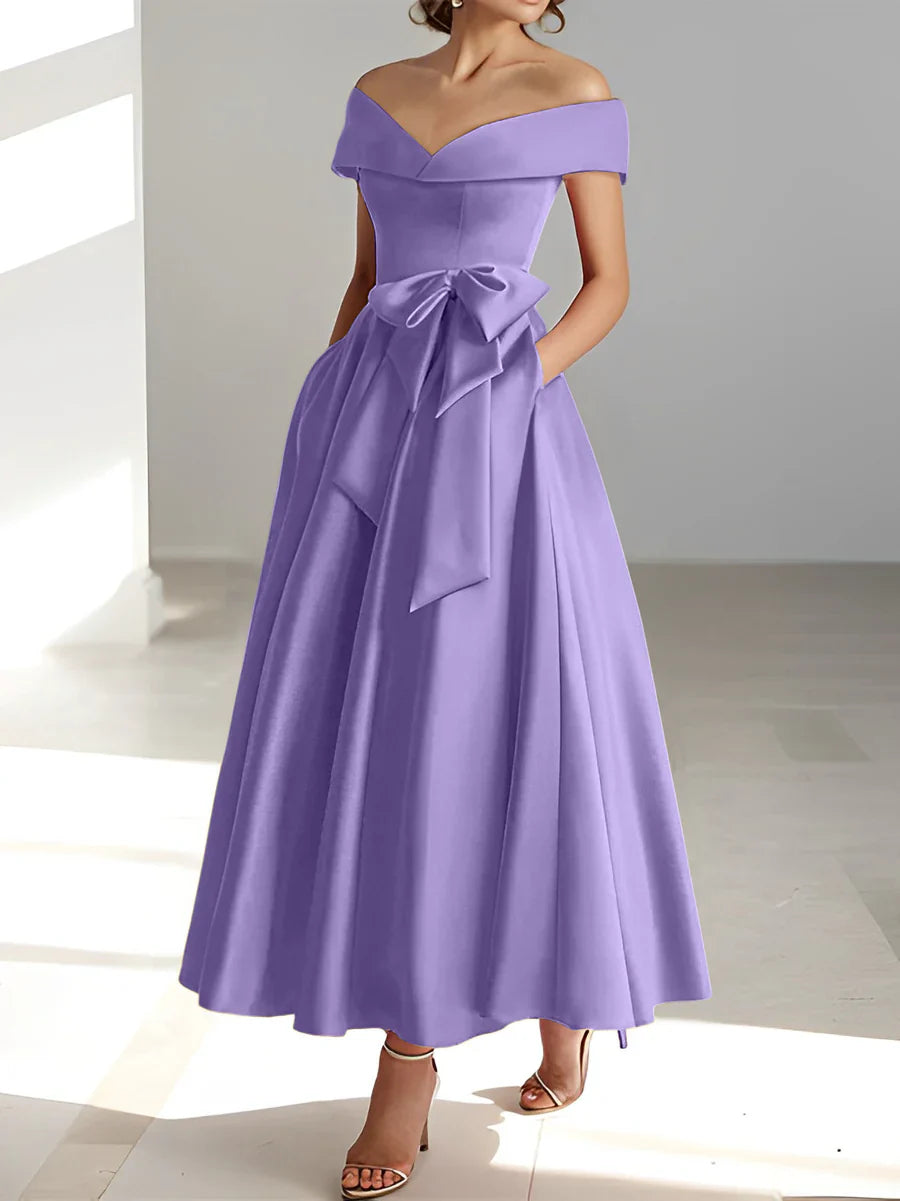 A-line/Princess Off Shoulder Pocket Mother of the bride dresses