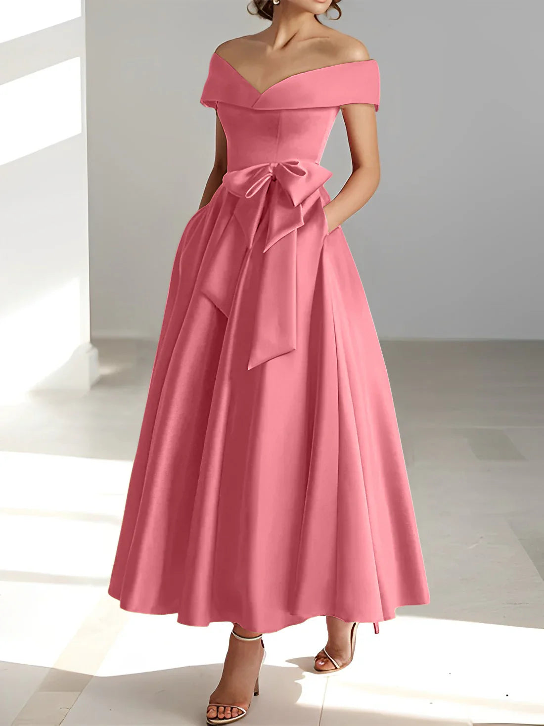 A-line/Princess Off Shoulder Pocket Mother of the bride dresses