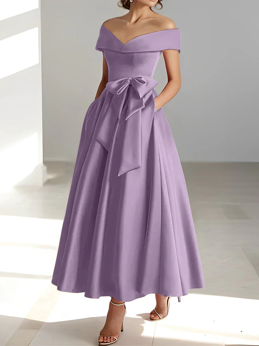 A-line/Princess Off Shoulder Pocket Mother of the bride dresses