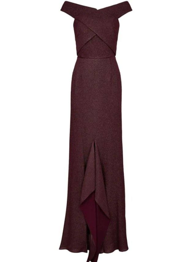 Mermaid / Trumpet Mother of the Bride Dress Sexy Off Shoulder Floor Length Polyester Short Sleeve with Criss Cross Split Front - RongMoon