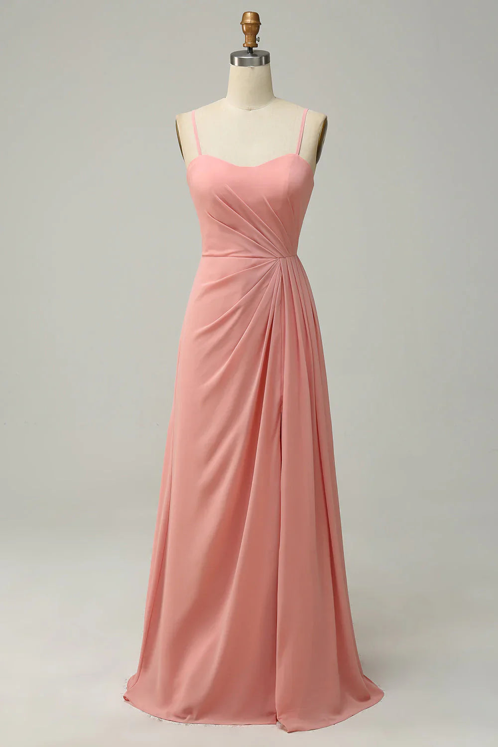 Green pendant long chiffon bridesmaid dress