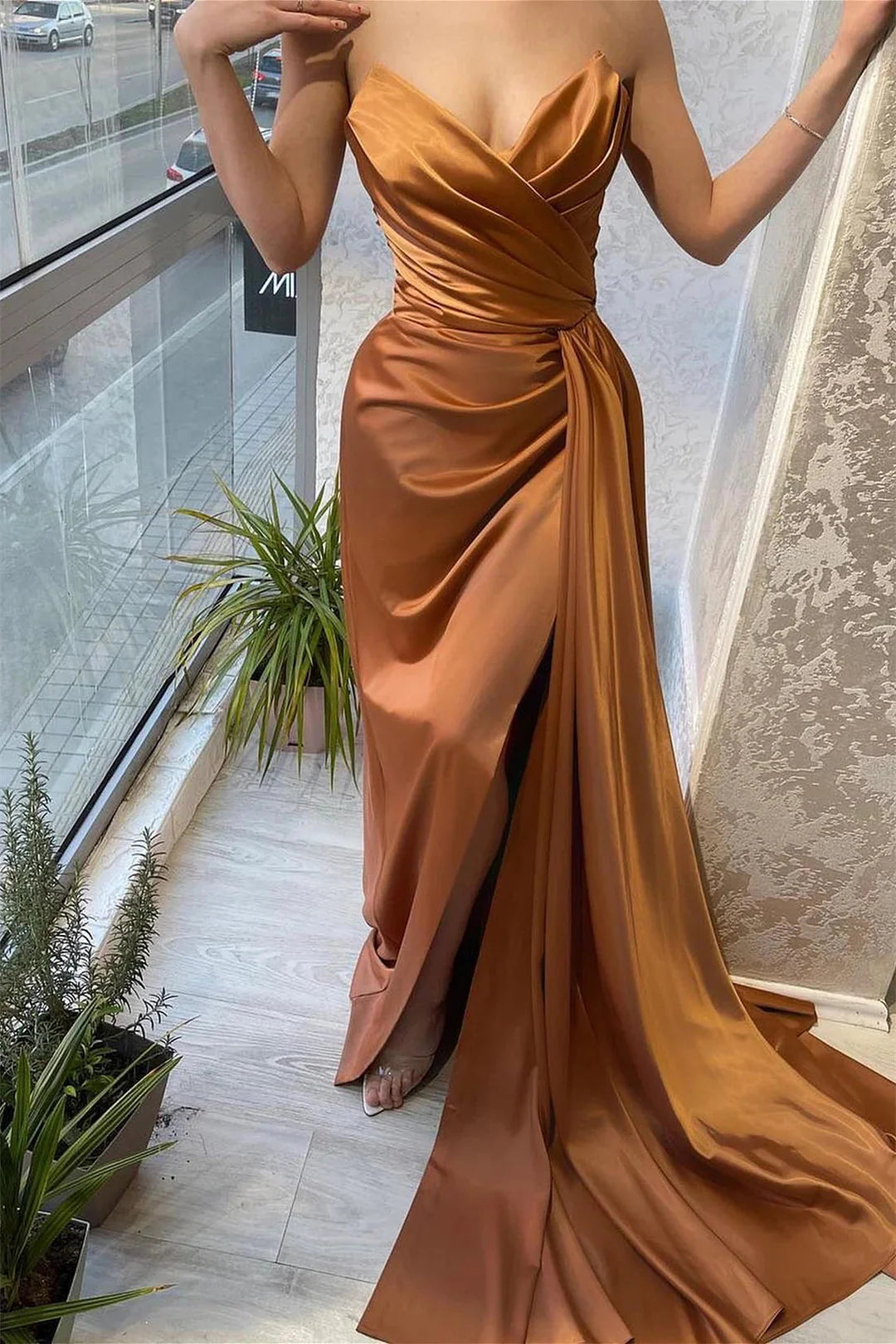 Amazing Sweetheart Mermaid Evening Dress Slit Pleated With Ruffles
