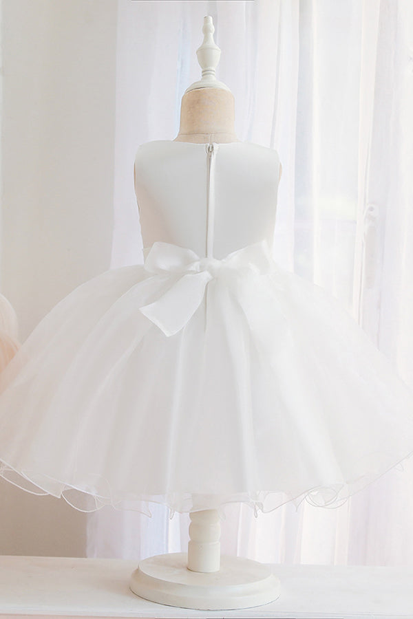 Appliques Sleeveless Tulle Ball Gown Wedding Dress for Flower Girls