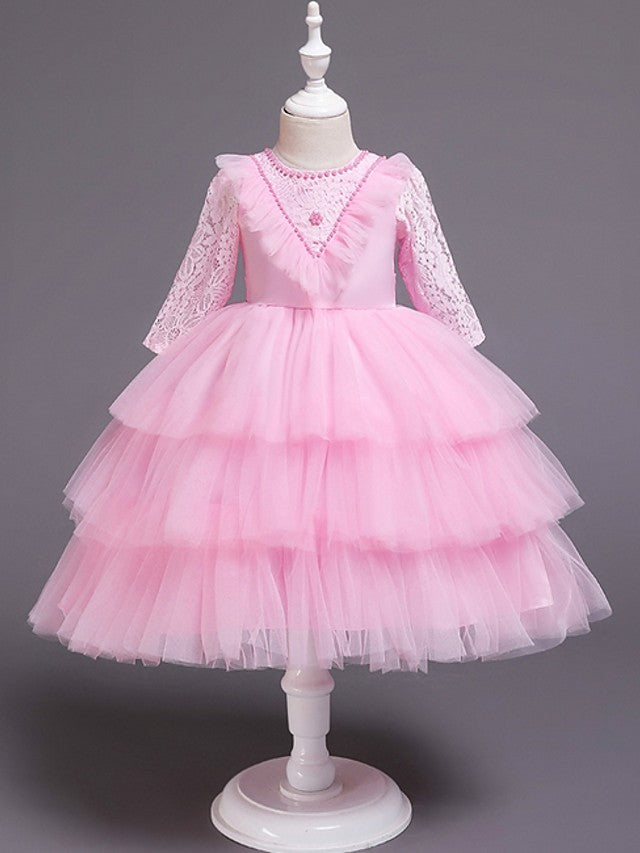 Beautiful Ball Gown Jewel Neck Girl Dresses with Bow Beading and Cascading Ruffles