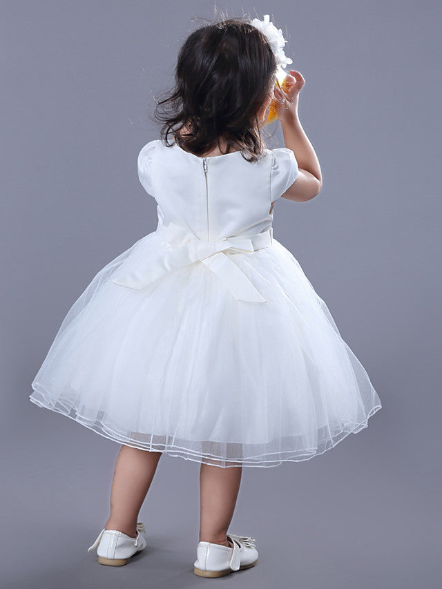 Beautiful Jewel Ball Gown Flower Girl Dress with Satin Tulle and Beadings Embroidery