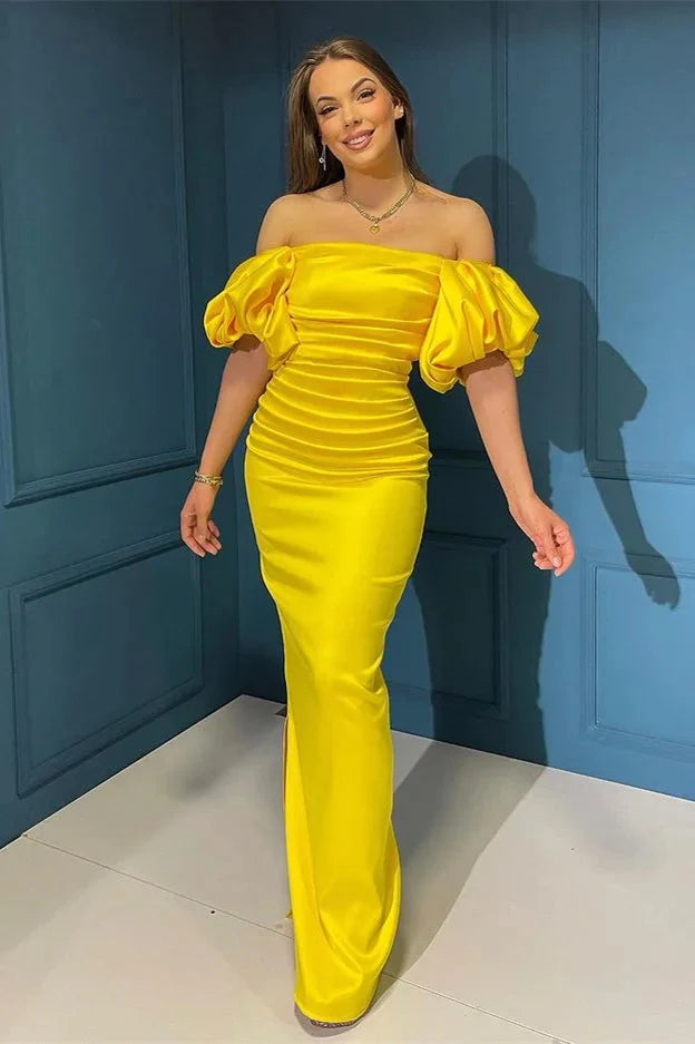 Beautiful Off-the-Shoulder Mermaid Evening Dress Long Short Sleeve