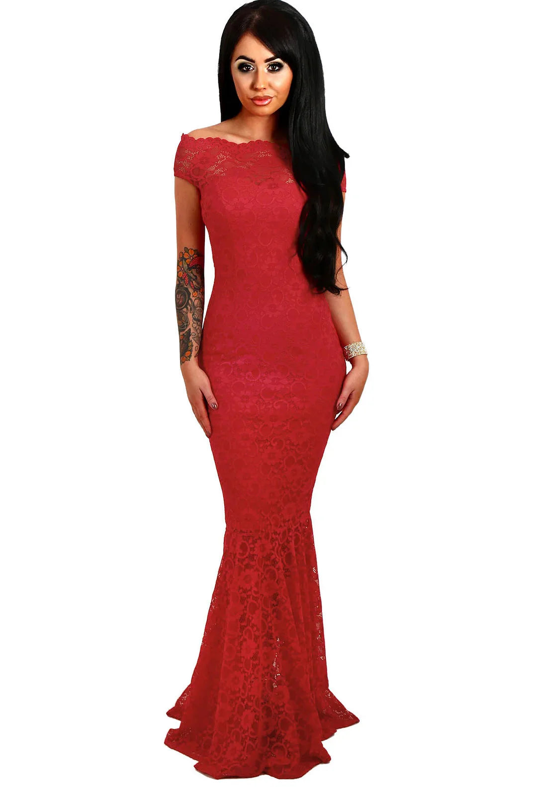 Chic Off-the-Shoulder Mermaid Lace Long Evening Dress
