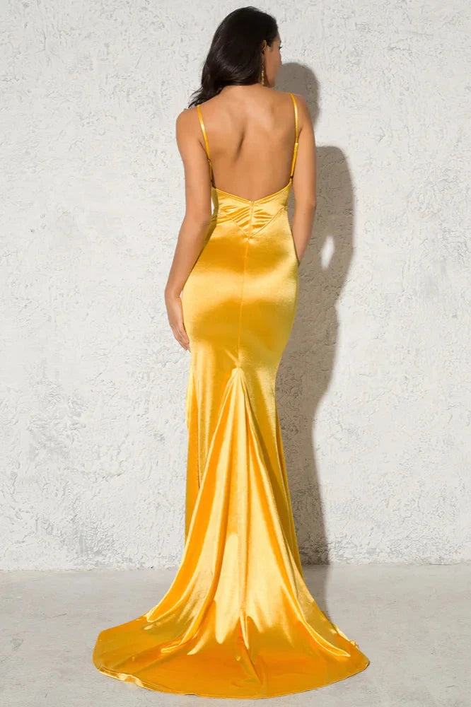 Chic Spaghetti-Straps V-Neck Prom Dress Long Mermaid Evening Gowns Online