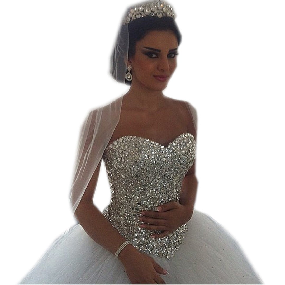 crystal beading sweetheart bodice corset princess wedding dresses