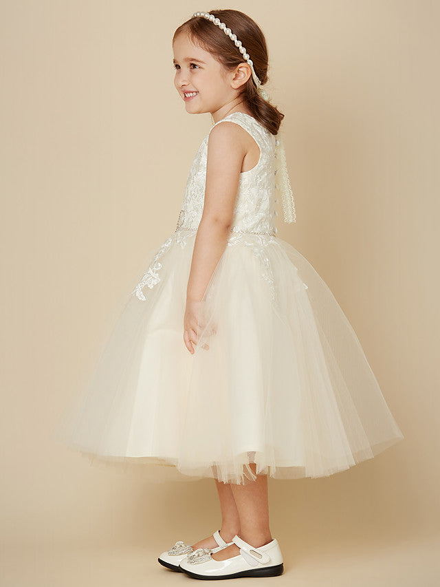Elegant A-Line Knee Length Dress with Beading and Appliques