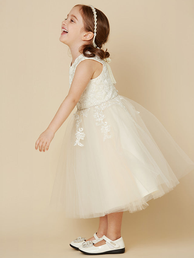 Elegant A-Line Knee Length Dress with Beading and Appliques