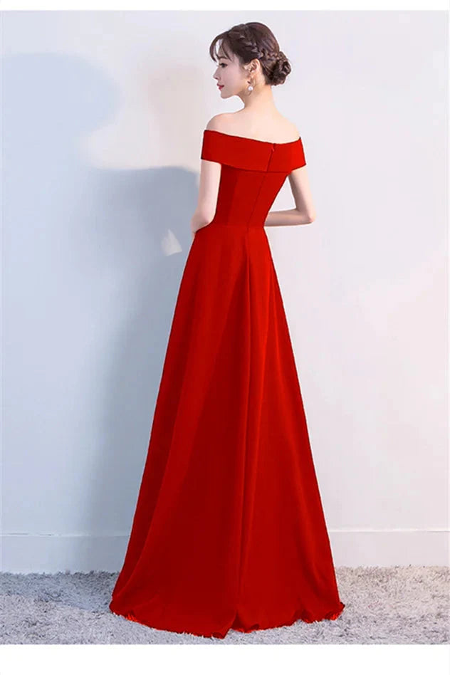 Fabulous Off-the-Shoulder Long Evening Dress Zipper Back