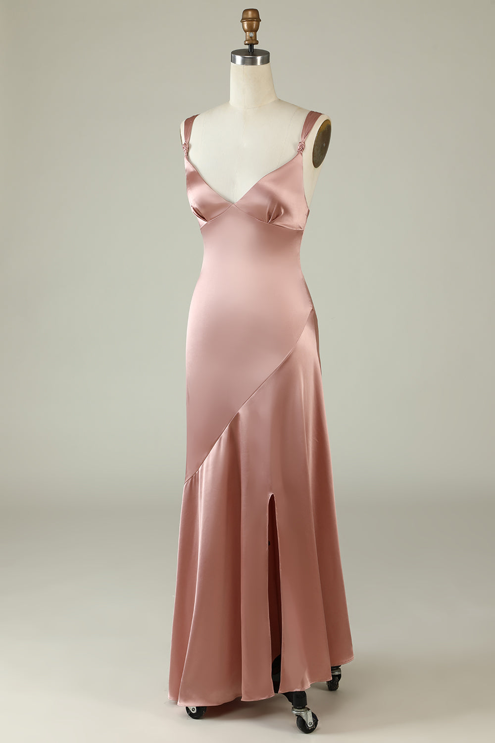 Empire Rose Gold Floor Length Bridesmaid Dress