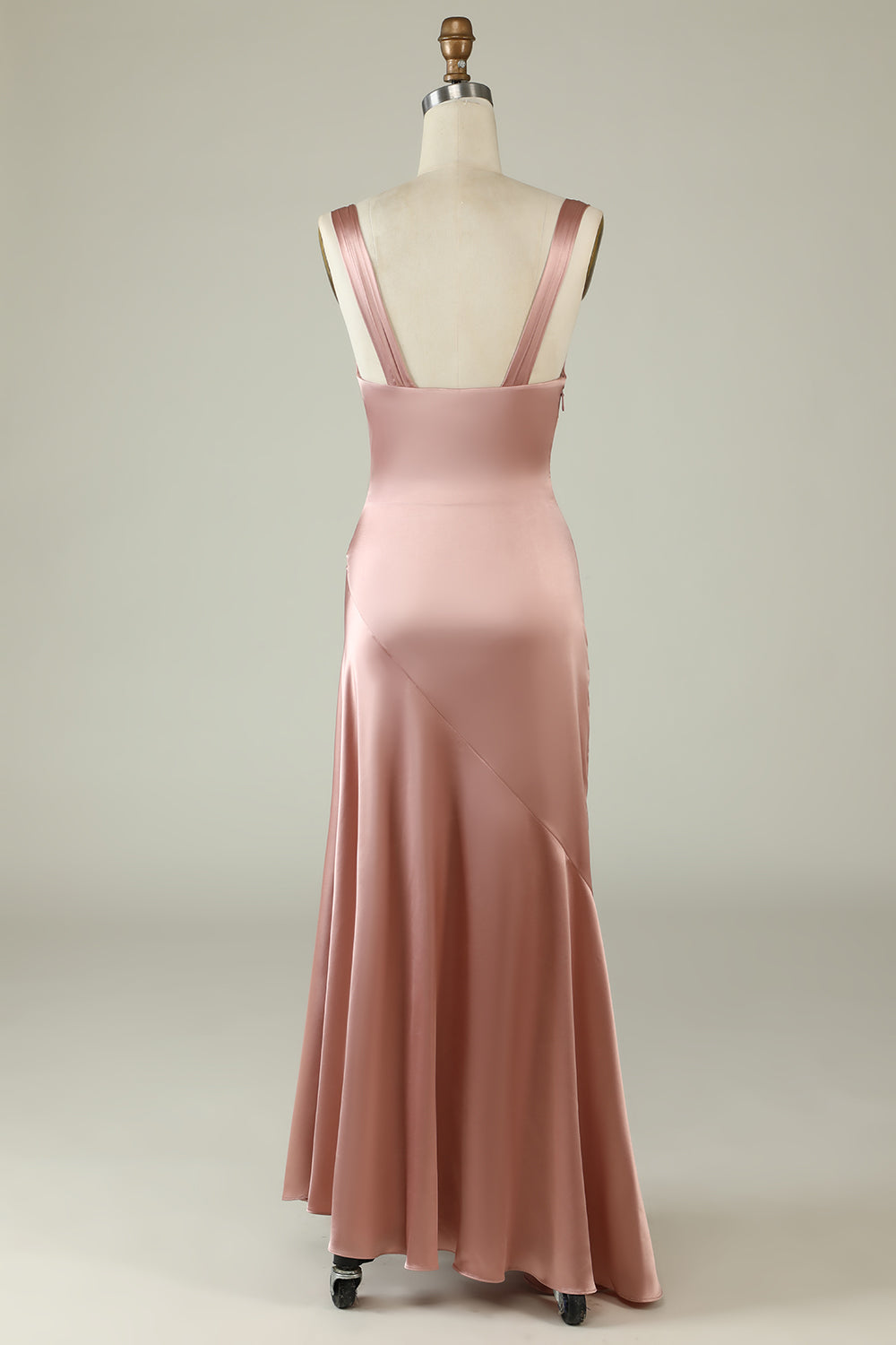 Empire Rose Gold Floor Length Bridesmaid Dress